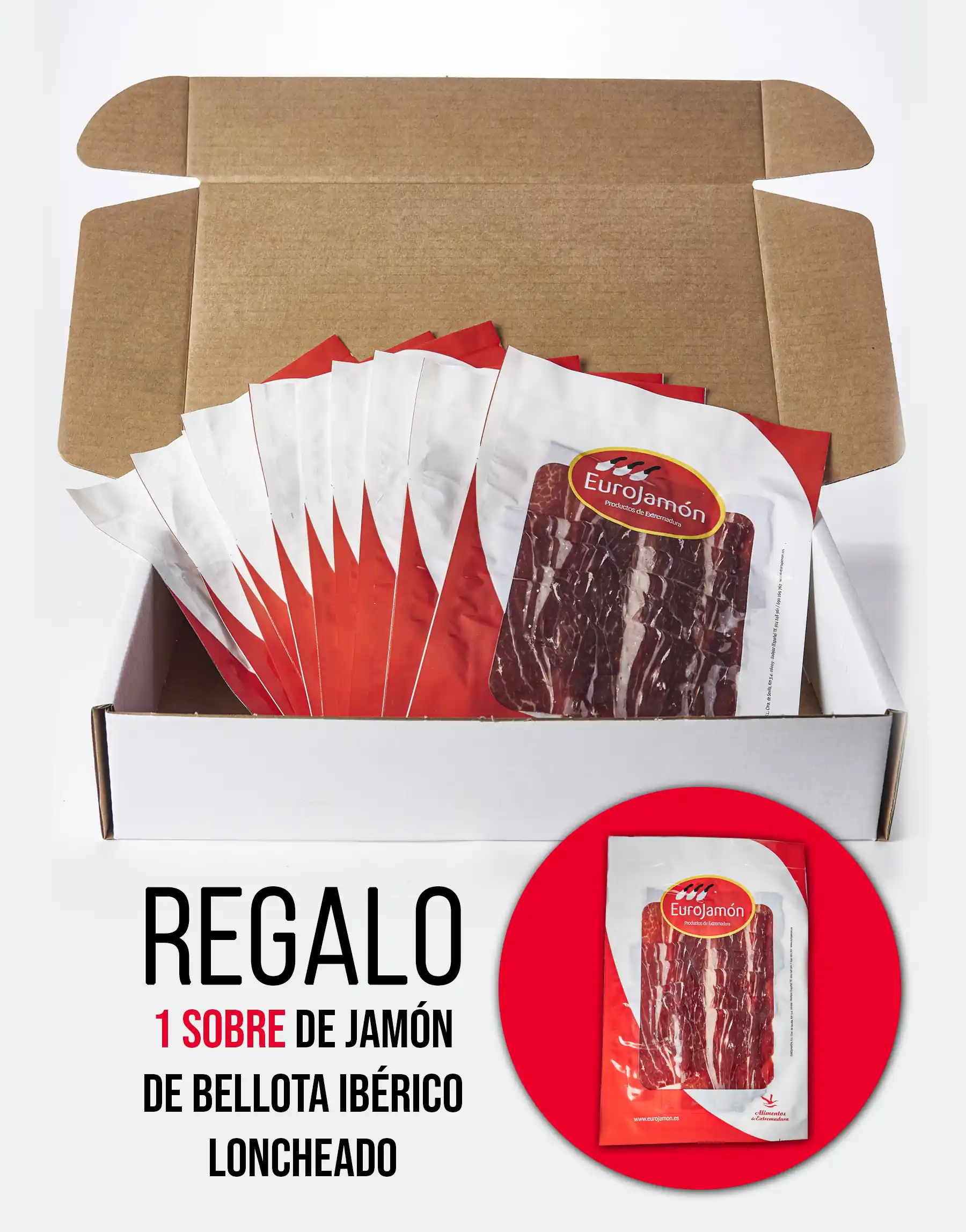 Jamón de Bellota Ibérico Loncheado 50% R.I. ¡Oferta! 10 Sobres + 1 de regalo