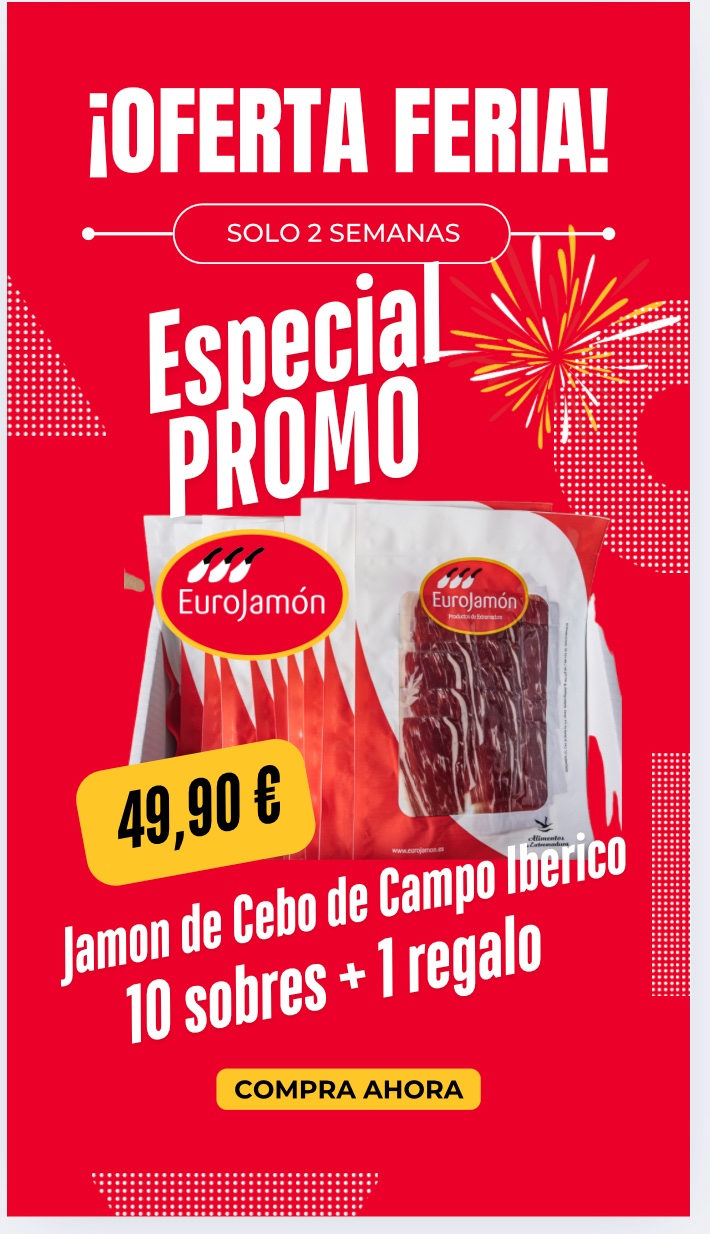 Jamón de Cebo de Campo Ibérico. 10 Sobres + 1 Regalo