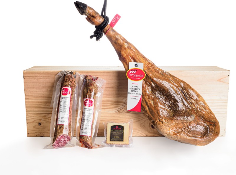 Caja Regalo con Jamón Bellota Ibérico 50% R.I.
