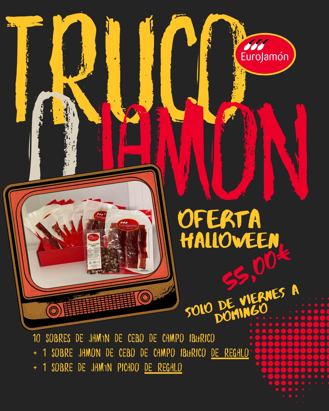 Jamón de Cebo de Campo Ibérico "Loncheado" (10 sobres) ¡OFERTA! Regalo 1 sobre de jamon y 1 sobre de picado