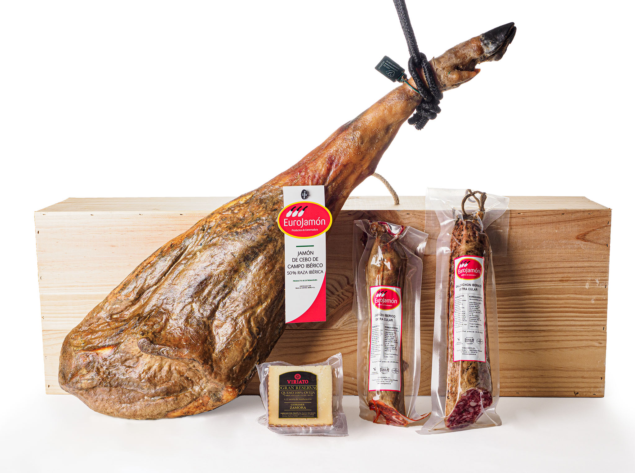 Caja Regalo con Jamón Cebo de Campo Ibérico 50% R.I.