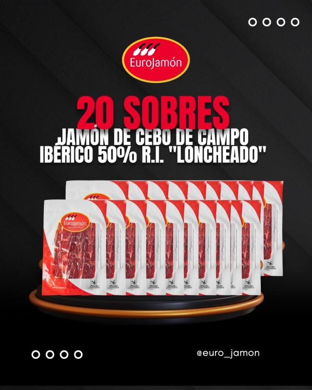 Jamón de Cebo de Campo Ibérico 50% R.I. "Loncheado" ¡Oferta! 20 Sobres
