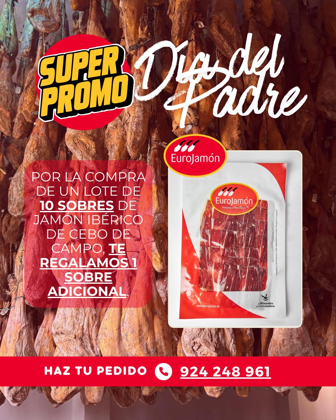 Jamón de Cebo de Campo Ibérico 50% R.I. "Loncheado" ¡Oferta dia del Padre! 10 Sobres + 1 de regalo